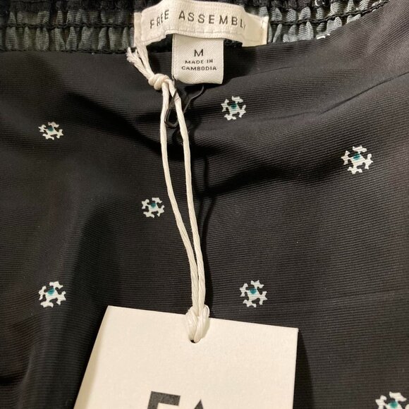 NWT Free Assembly Square Neck 3/4 Sleeve Dress, Blk/Wht Print MED Recycled! $34 - Picture 7 of 10